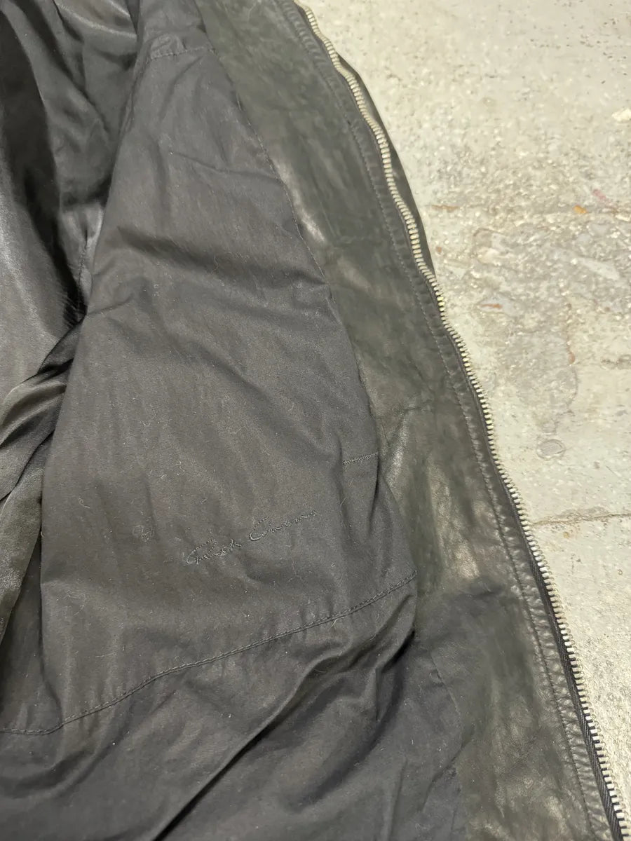 SS2009 Rick Owens Intarsia High Neck Black Leather Jacket aEWAjum 8