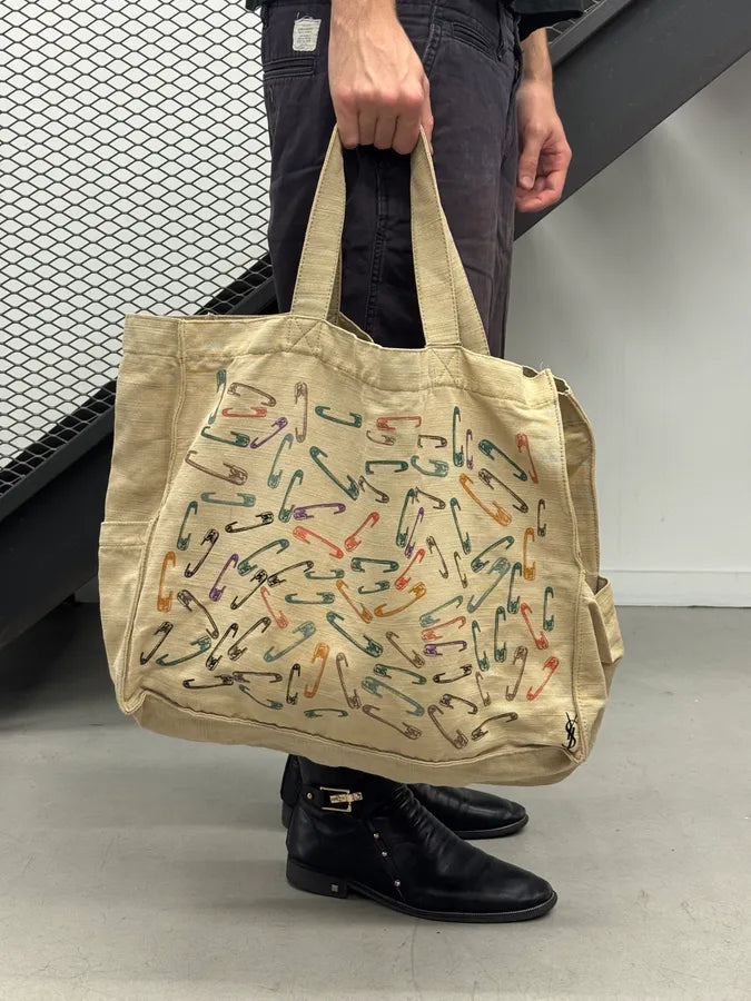 SS2009 Yves Saint Laurent Multicolor Pins Clips Tote Bag dsPWglH 2