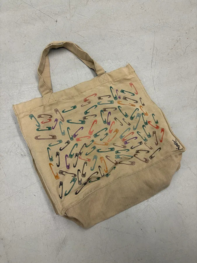 SS2009 Yves Saint Laurent Multicolor Pins Clips Tote Bag dsPWglH 3