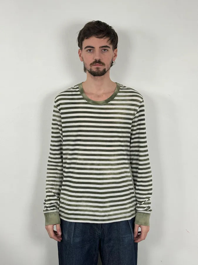 SS2010 Acne Studios Olive & White Striped Longsleeves KpfTwIG 1