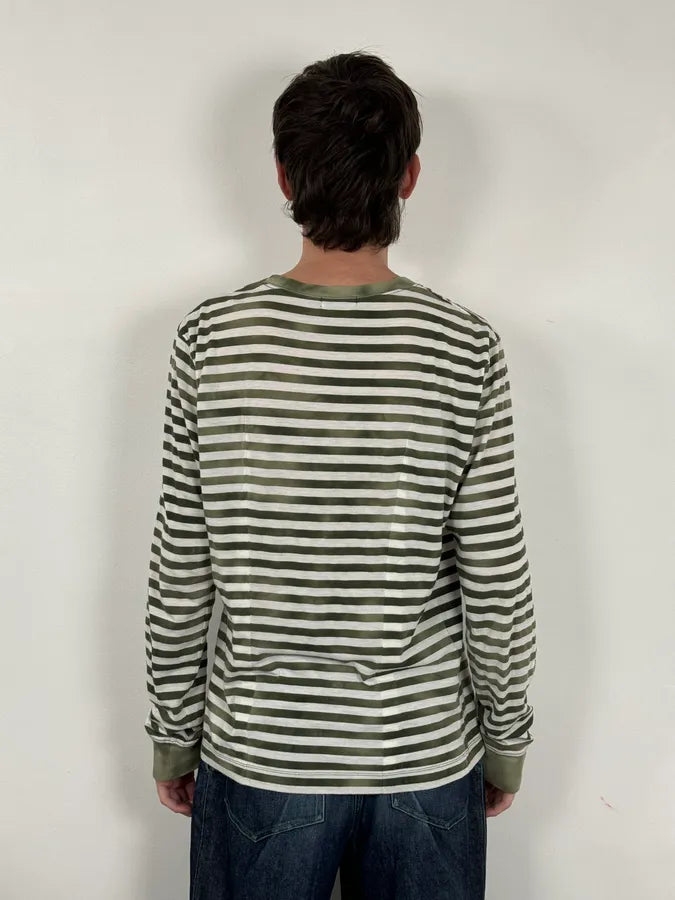SS2010 Acne Studios Olive & White Striped Longsleeves KpfTwIG 2