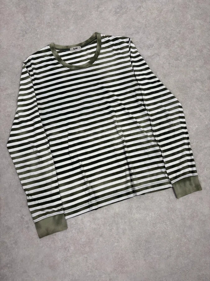 SS2010 Acne Studios Olive & White Striped Longsleeves KpfTwIG 3