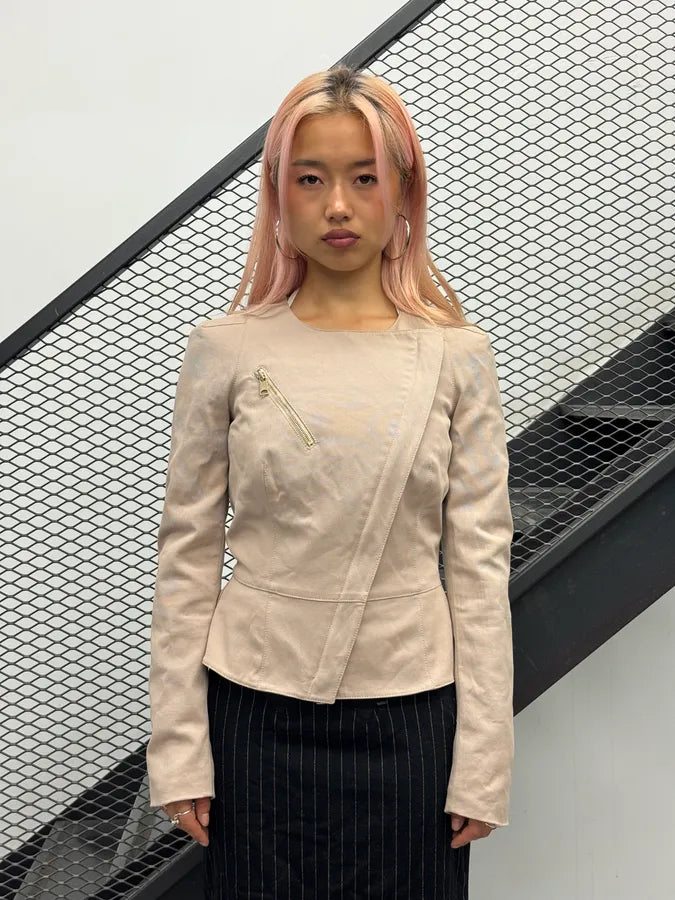 SS2011 Alexander McQueen Beige Asymmetrical Jacket  KStOXdj 0