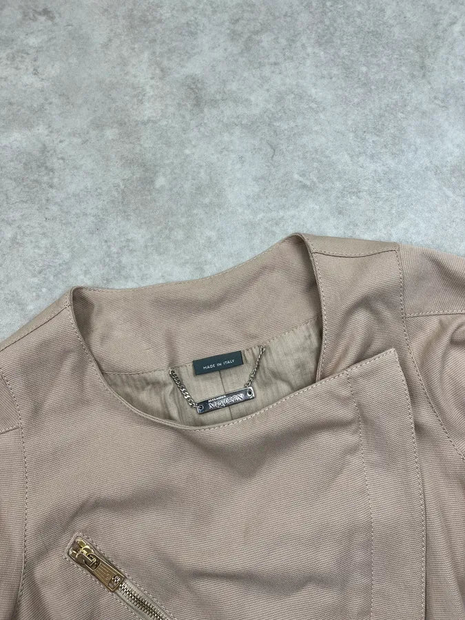SS2011 Alexander McQueen Beige Asymmetrical Jacket  KStOXdj 3