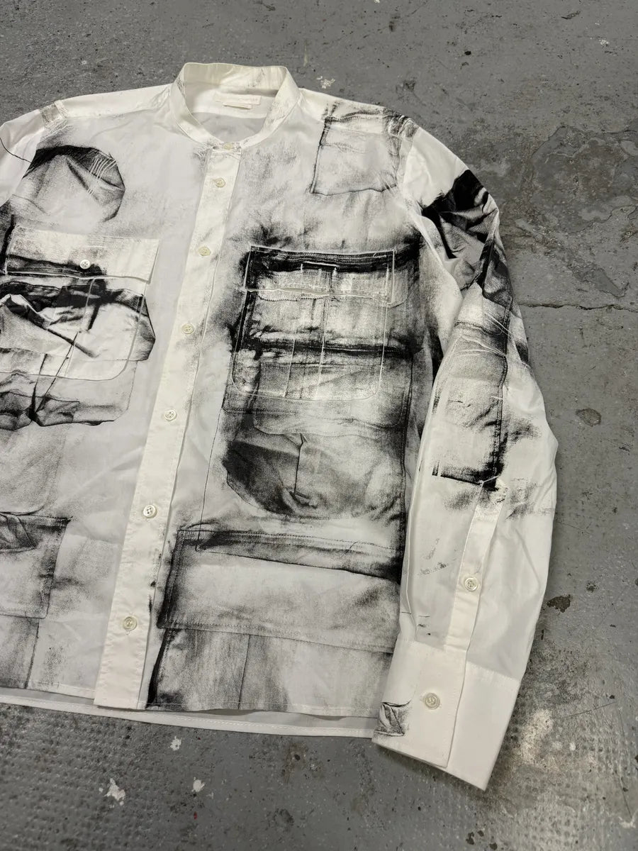 SS2010 Alexander McQueen White Trompe L’oeil Mao Shirt (M) BDRFhEa 10