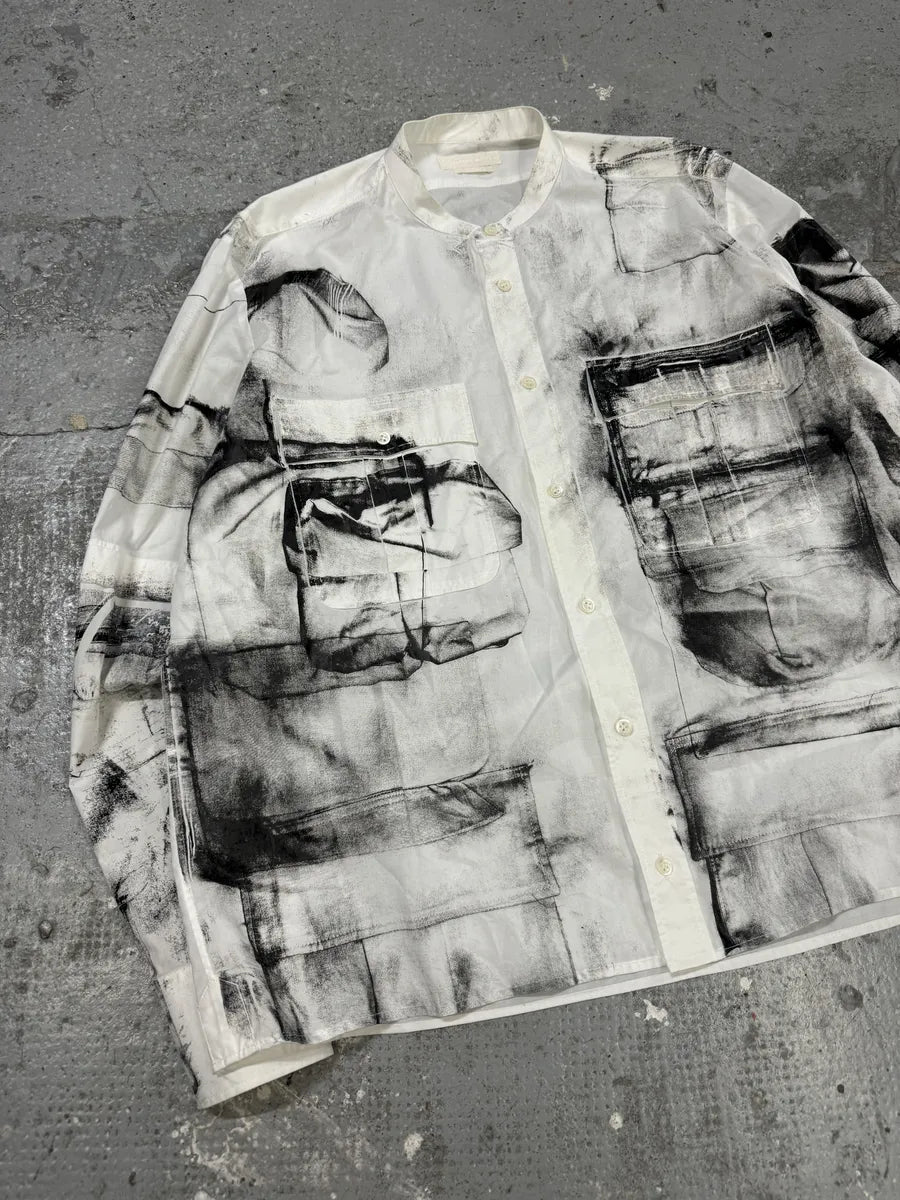 SS2010 Alexander McQueen White Trompe L’oeil Mao Shirt (M) BDRFhEa 11