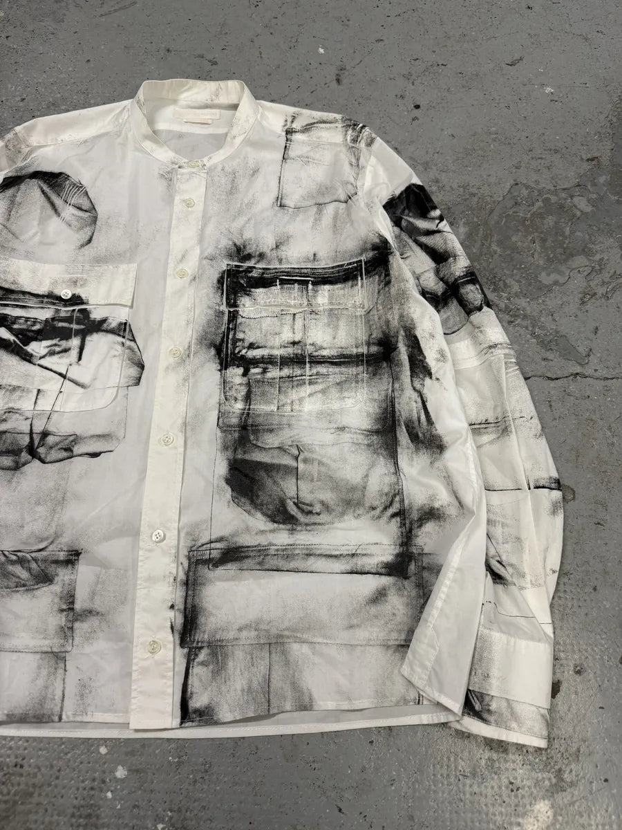 SS2010 Alexander McQueen White Trompe L’oeil Mao Shirt (M) BDRFhEa 12