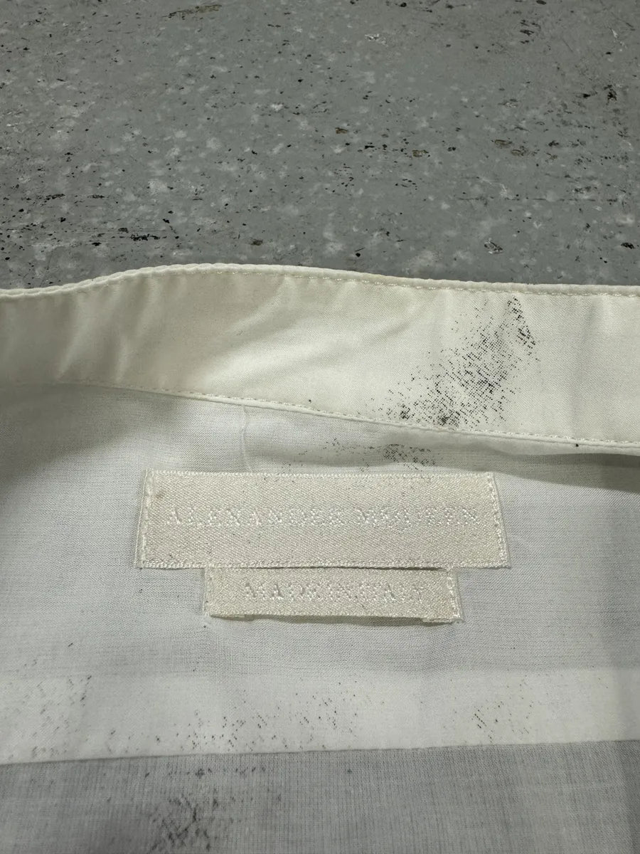 SS2010 Alexander McQueen White Trompe L’oeil Mao Shirt (M) BDRFhEa 14