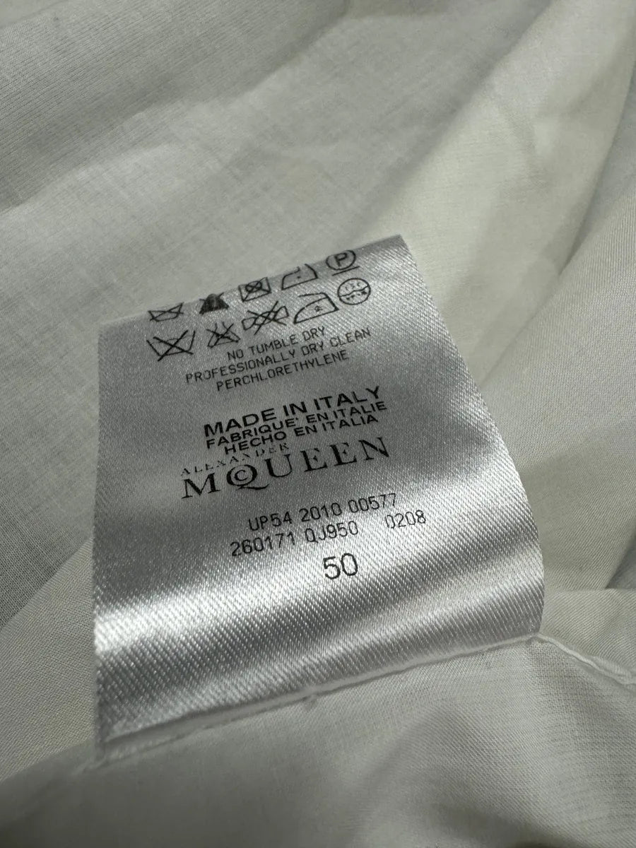 SS2010 Alexander McQueen White Trompe L’oeil Mao Shirt (M) BDRFhEa 15