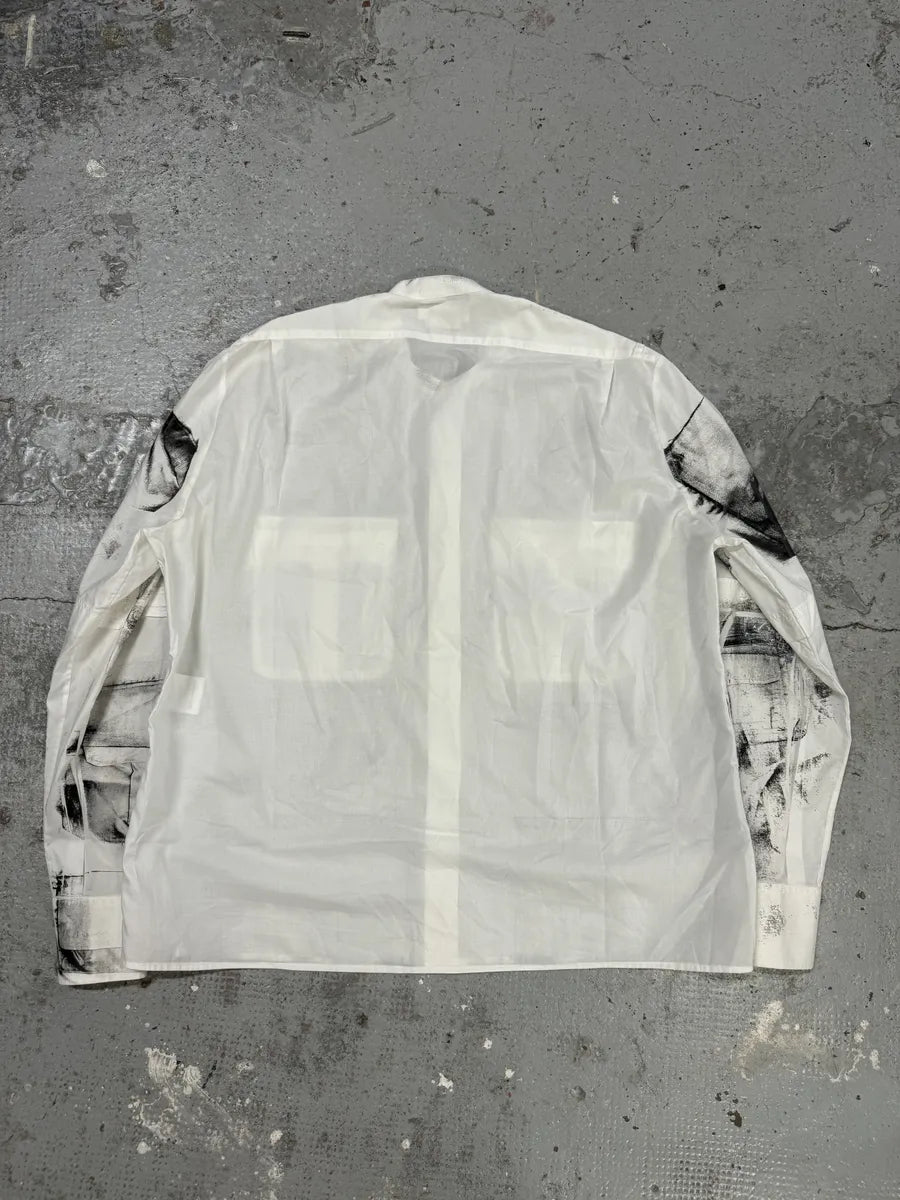 SS2010 Alexander McQueen White Trompe L’oeil Mao Shirt (M) BDRFhEa 2