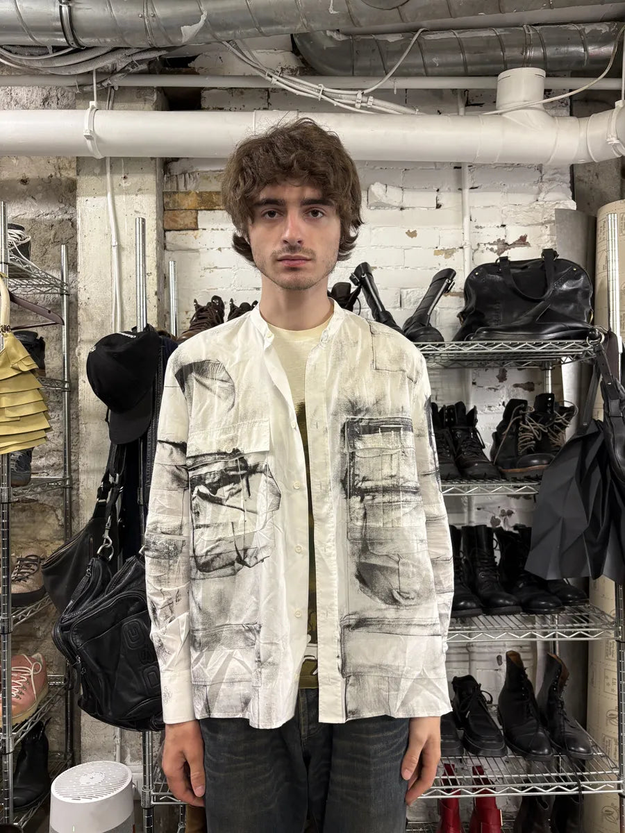 SS2010 Alexander McQueen White Trompe L’oeil Mao Shirt (M) BDRFhEa 3