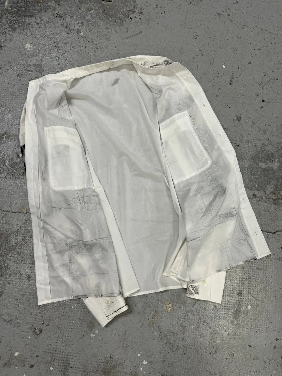 SS2010 Alexander McQueen White Trompe L’oeil Mao Shirt (M) BDRFhEa 6