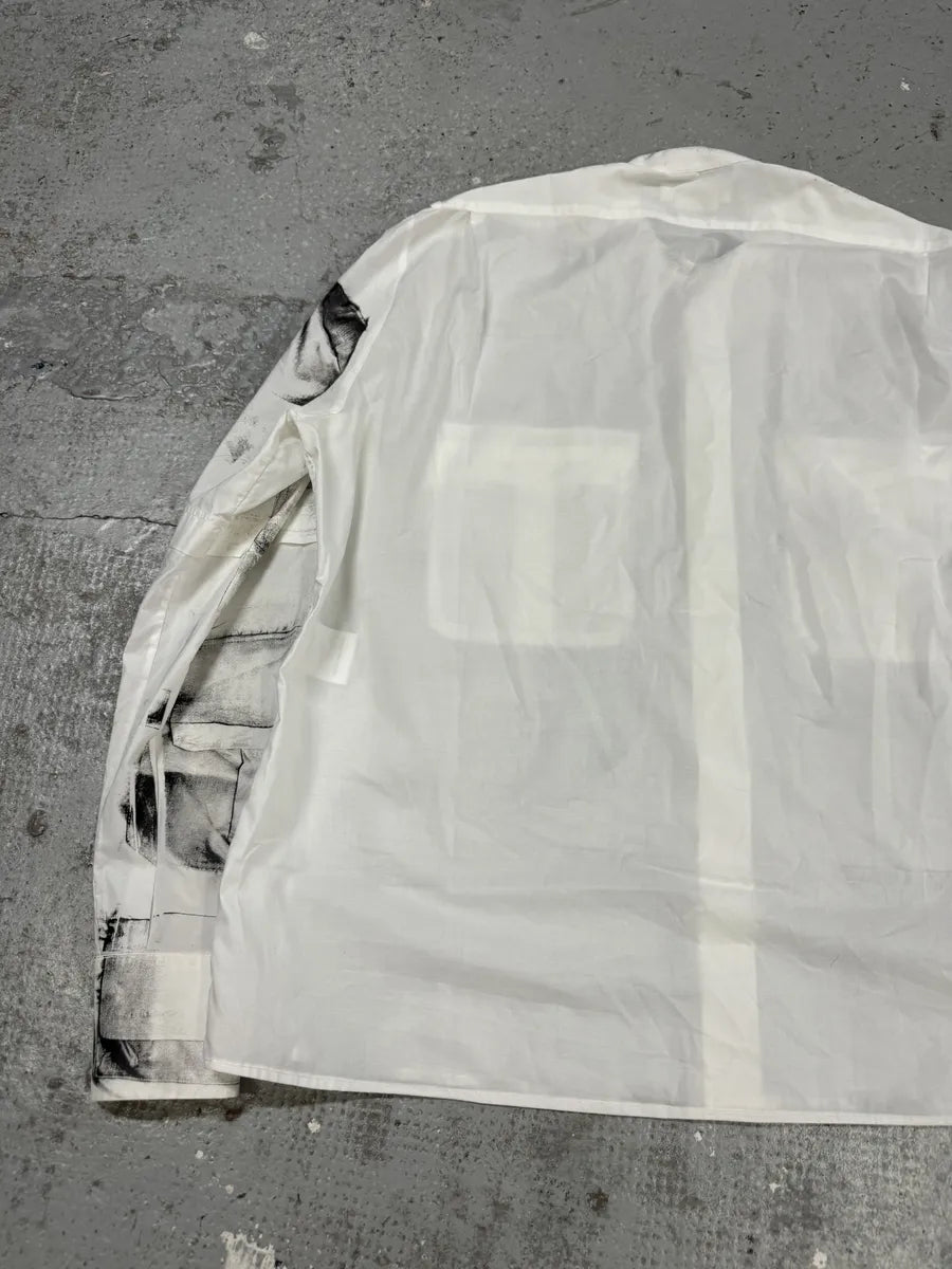 SS2010 Alexander McQueen White Trompe L’oeil Mao Shirt (M) BDRFhEa 7