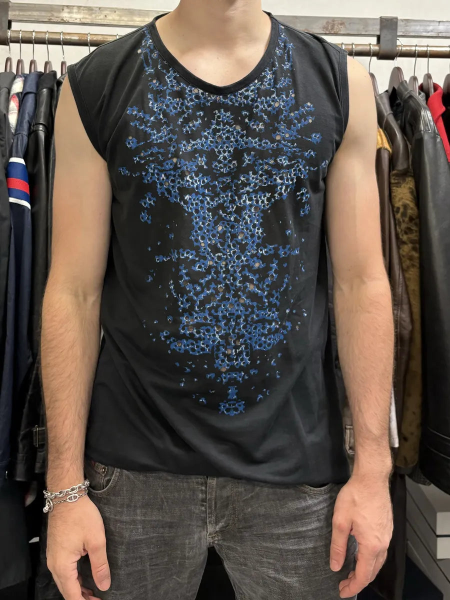 SS2010 Balenciaga Black & Blue Contemporary Tank Top yGylGTL 1