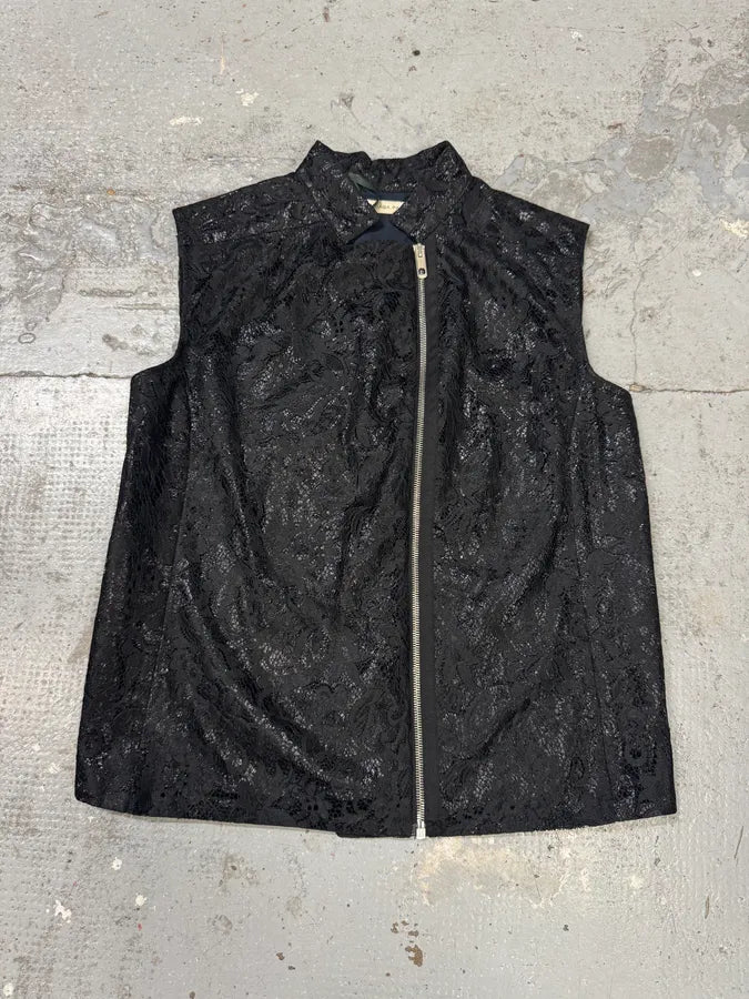 SS2010 Balenciaga Black Asymmetrical Embroidered Obscure Vest IzNwaMc 0