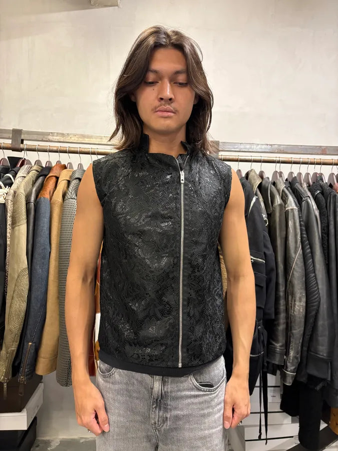 SS2010 Balenciaga Black Asymmetrical Embroidered Obscure Vest IzNwaMc 1