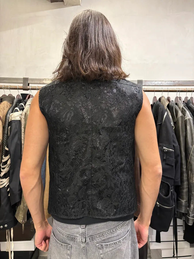 SS2010 Balenciaga Black Asymmetrical Embroidered Obscure Vest IzNwaMc 2