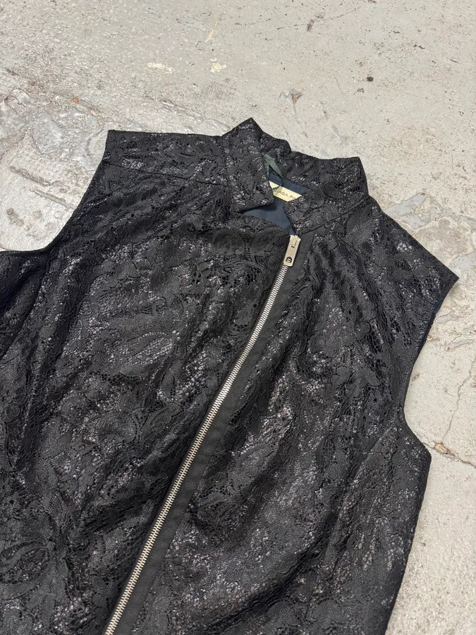 SS2010 Balenciaga Black Asymmetrical Embroidered Obscure Vest IzNwaMc 3