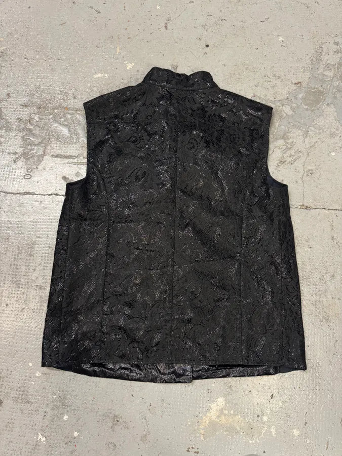 SS2010 Balenciaga Black Asymmetrical Embroidered Obscure Vest IzNwaMc 4