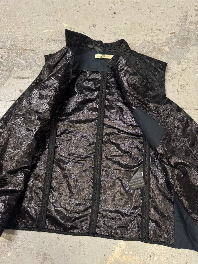 SS2010 Balenciaga Black Asymmetrical Embroidered Obscure Vest IzNwaMc 7