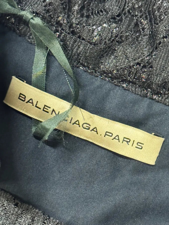 SS2010 Balenciaga Black Asymmetrical Embroidered Obscure Vest IzNwaMc 8