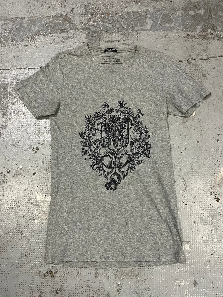 SS2010 Balmain College Logo Grey T-Shirt by Christophe Decarnin WswRrkI 0