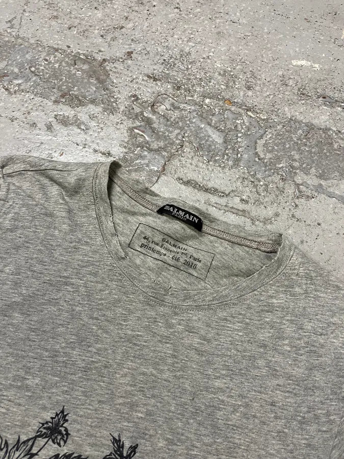 SS2010 Balmain College Logo Grey T-Shirt by Christophe Decarnin WswRrkI 4