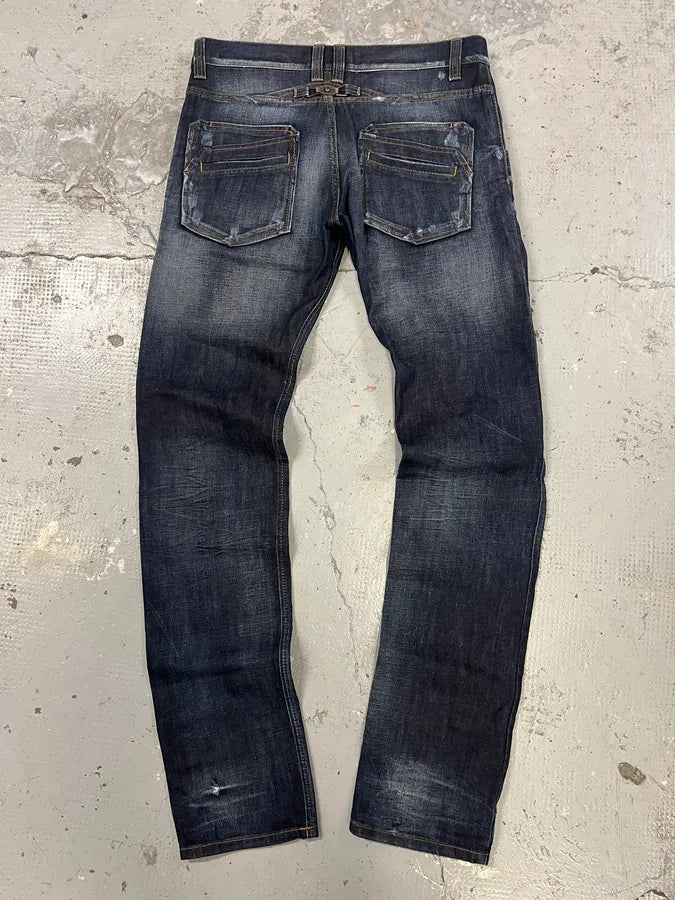 AW2010 Cavalli Brut Navy Faded Denim Slim Jeans FKvGHuc 6