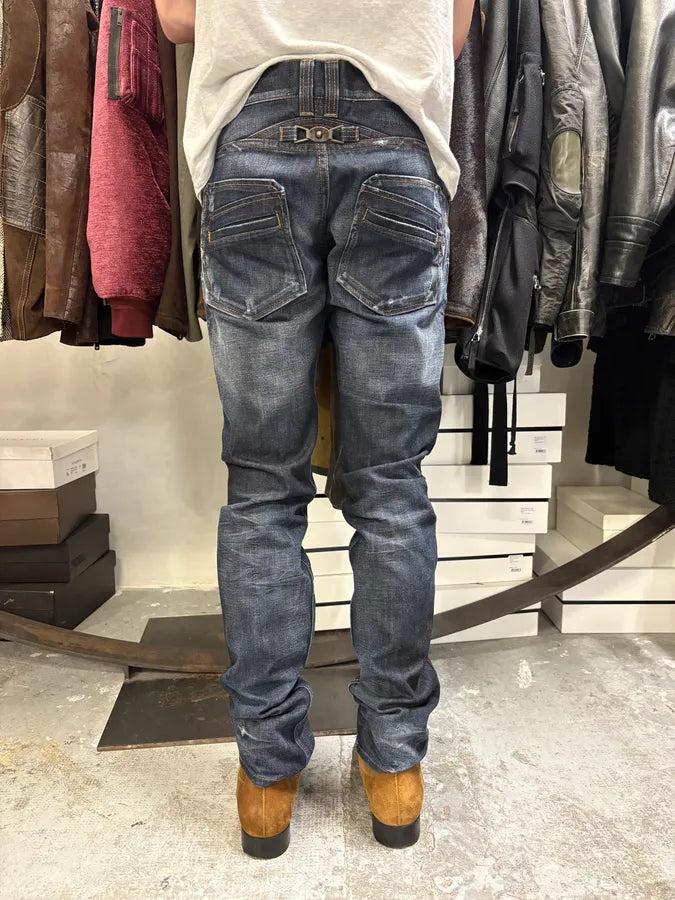 AW2010 Cavalli Brut Navy Faded Denim Slim Jeans FKvGHuc 3