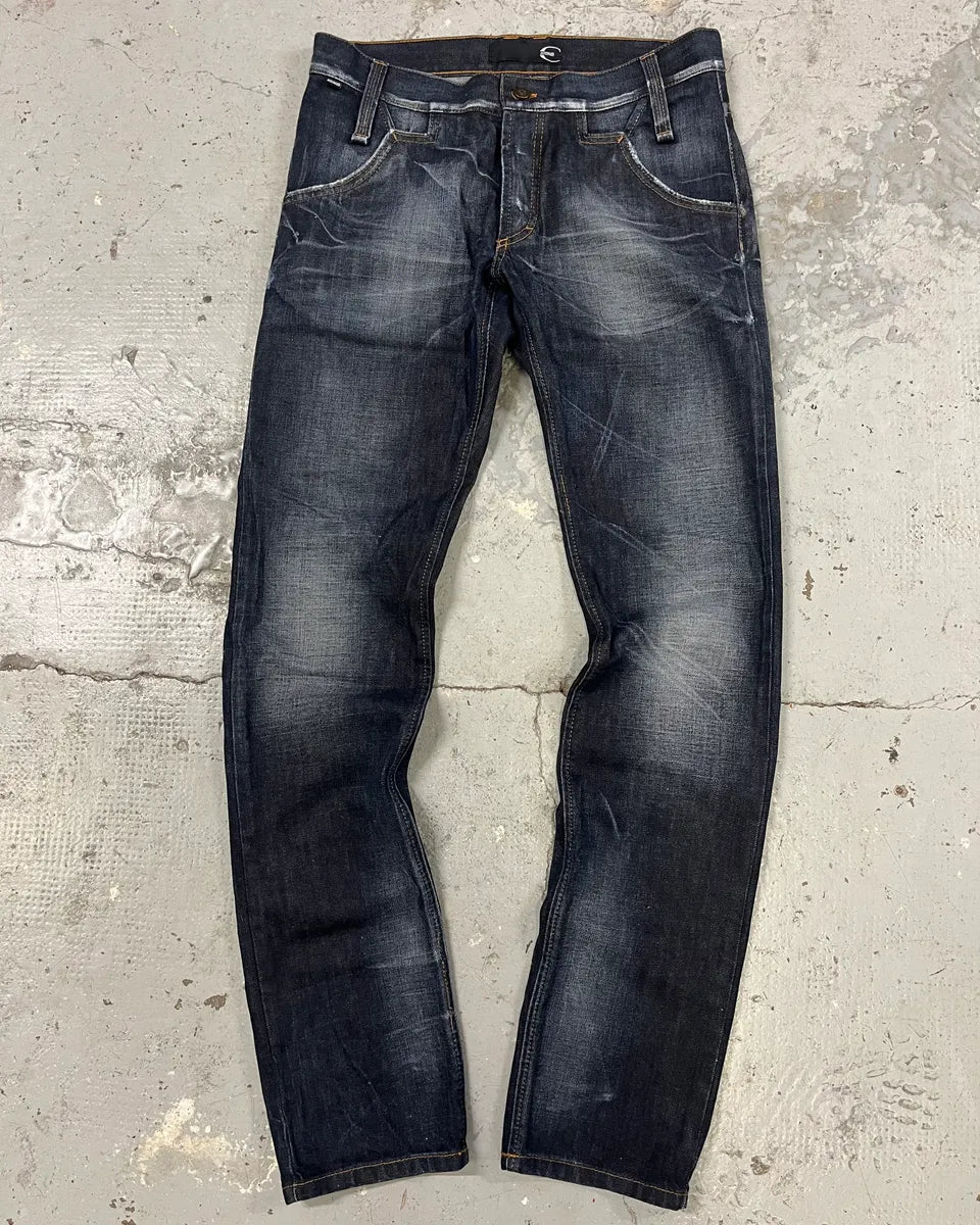 AW2010 Cavalli Brut Navy Faded Denim Slim Jeans FKvGHuc 0