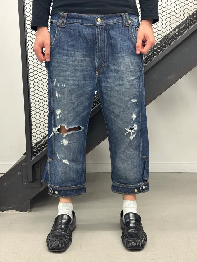 SS2010 Cavalli Navy Denim Distressed Shorts ZfDNhlD 1