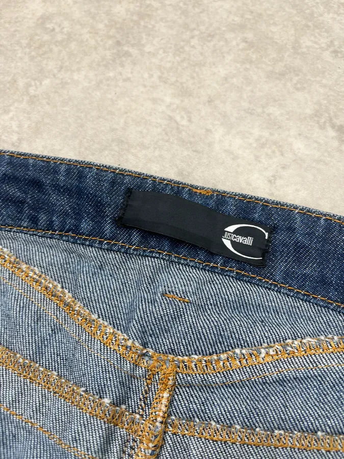 SS2010 Cavalli Navy Denim Distressed Shorts ZfDNhlD 11