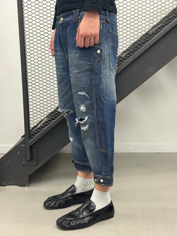 SS2010 Cavalli Navy Denim Distressed Shorts ZfDNhlD 2