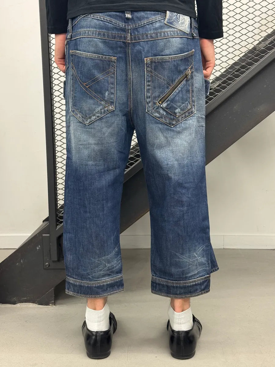 SS2010 Cavalli Navy Denim Distressed Shorts ZfDNhlD 3