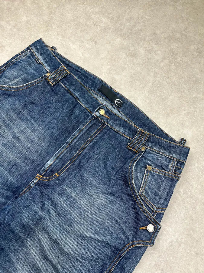 SS2010 Cavalli Navy Denim Distressed Shorts ZfDNhlD 4