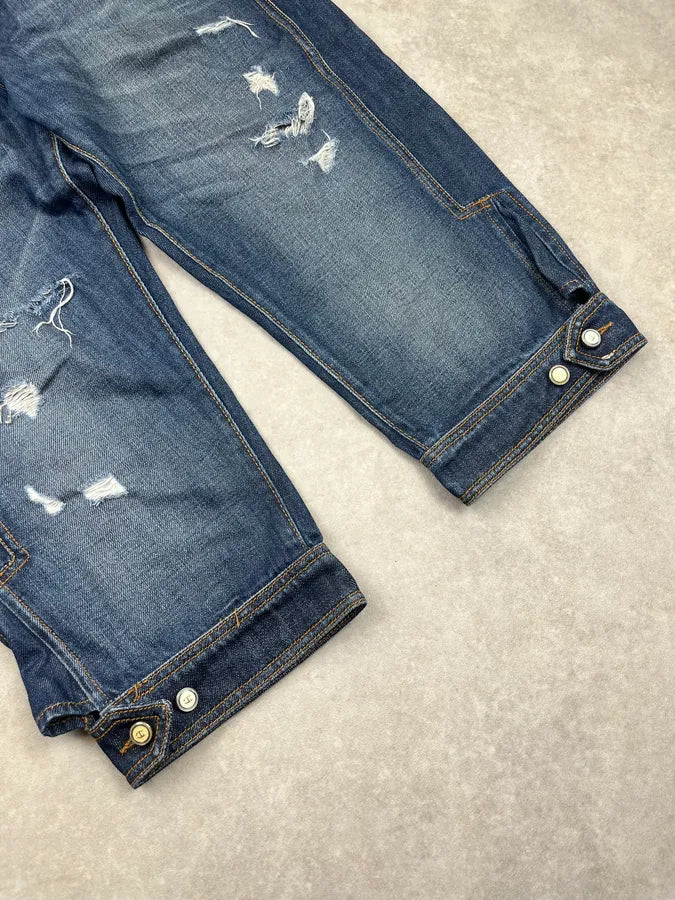 SS2010 Cavalli Navy Denim Distressed Shorts ZfDNhlD 5