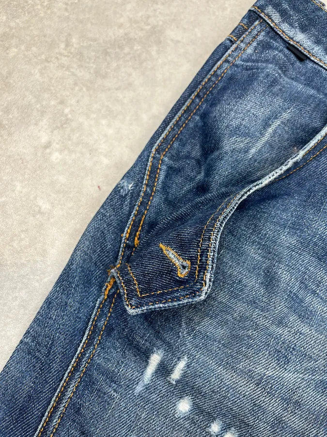 SS2010 Cavalli Navy Denim Distressed Shorts ZfDNhlD 6