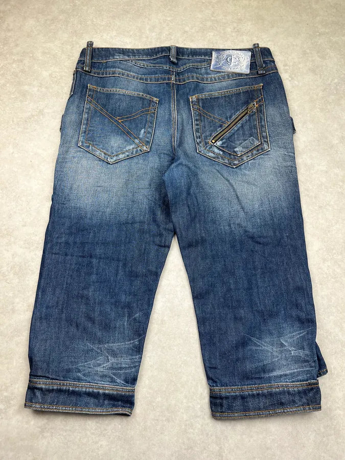 SS2010 Cavalli Navy Denim Distressed Shorts ZfDNhlD 8