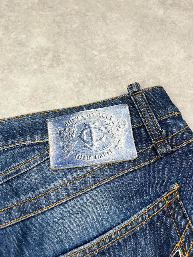 SS2010 Cavalli Navy Denim Distressed Shorts ZfDNhlD 9
