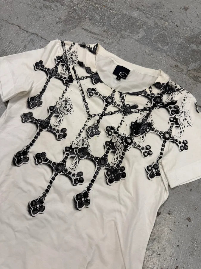 SS2010 Cavalli Trompe L’oeil Cross Necklace Imperial White Tee-Shirt (L) IastONn 1