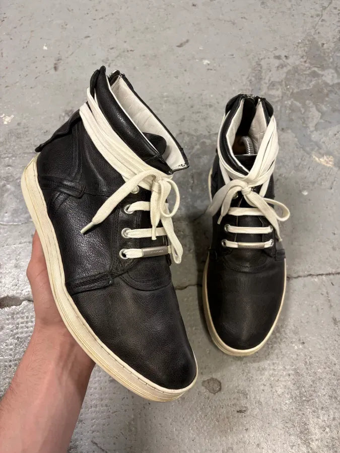 SS2010 Dior Kris Van Assche Black Leather Laced Sneakers Boots XaHUywI 0