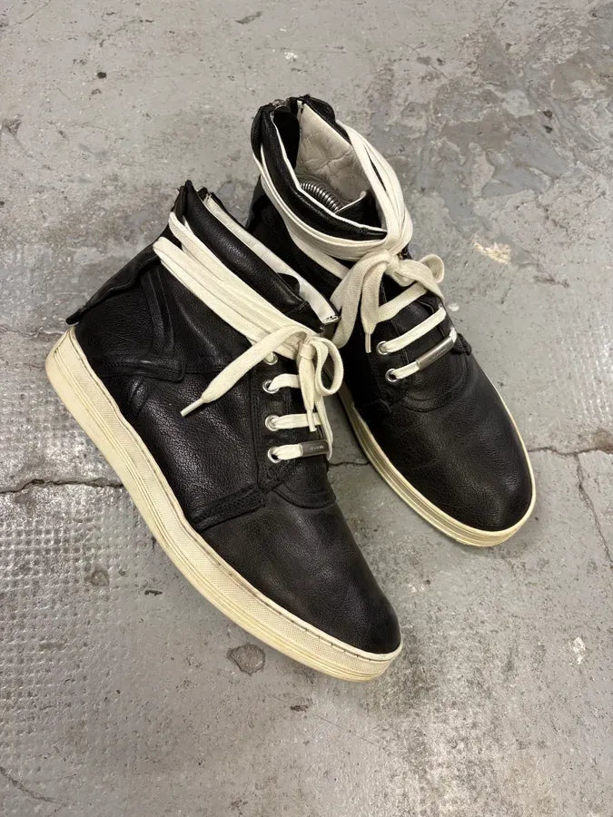 SS2010 Dior Kris Van Assche Black Leather Laced Sneakers Boots XaHUywI 1