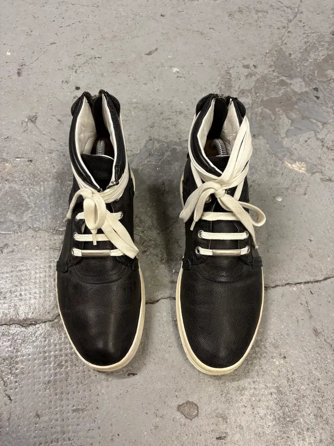 SS2010 Dior Kris Van Assche Black Leather Laced Sneakers Boots XaHUywI 2