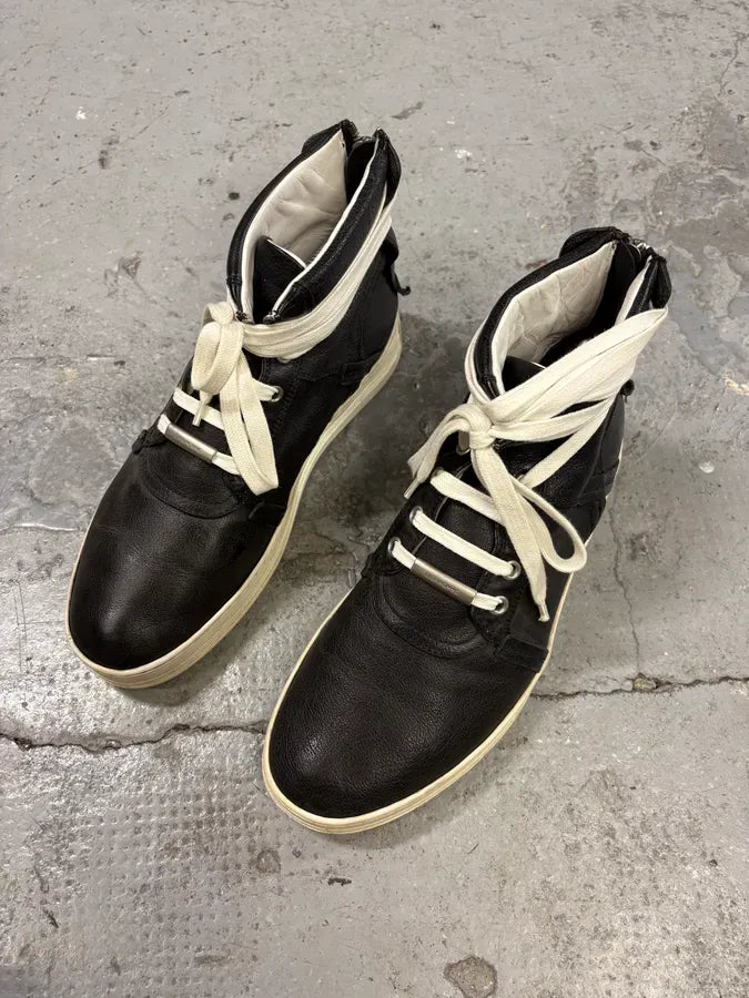 SS2010 Dior Kris Van Assche Black Leather Laced Sneakers Boots XaHUywI 3