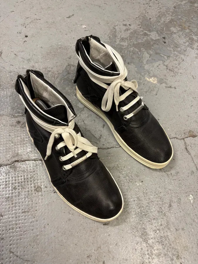 SS2010 Dior Kris Van Assche Black Leather Laced Sneakers Boots XaHUywI 5