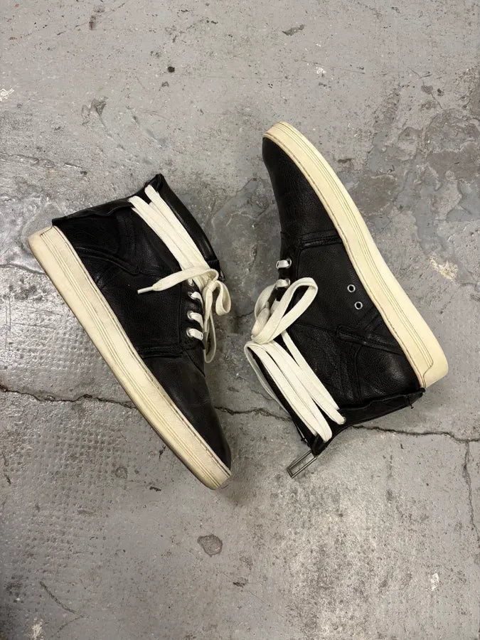 SS2010 Dior Kris Van Assche Black Leather Laced Sneakers Boots XaHUywI 6
