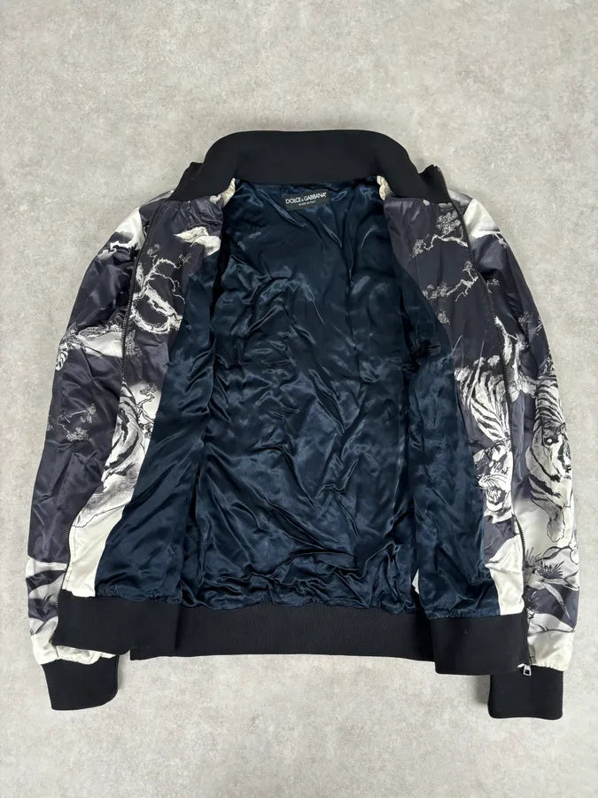 SS2009 Dolce & Gabbana Asian Tiger Black & White Zip-Up Jacket bwujSXb 8