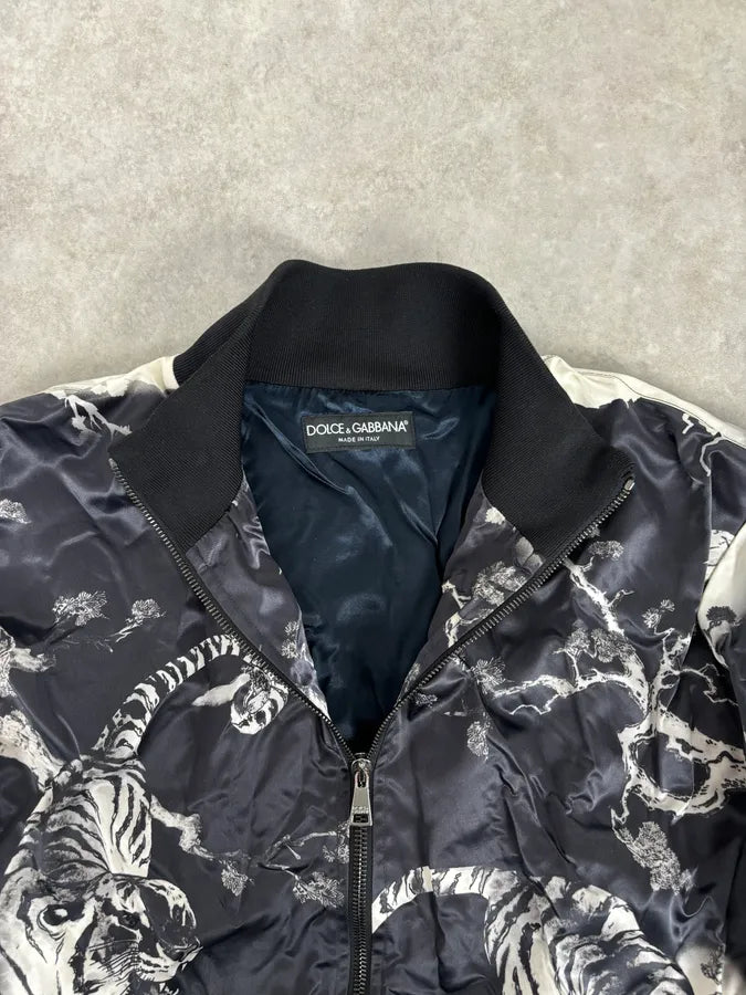 SS2009 Dolce & Gabbana Asian Tiger Black & White Zip-Up Jacket bwujSXb 7