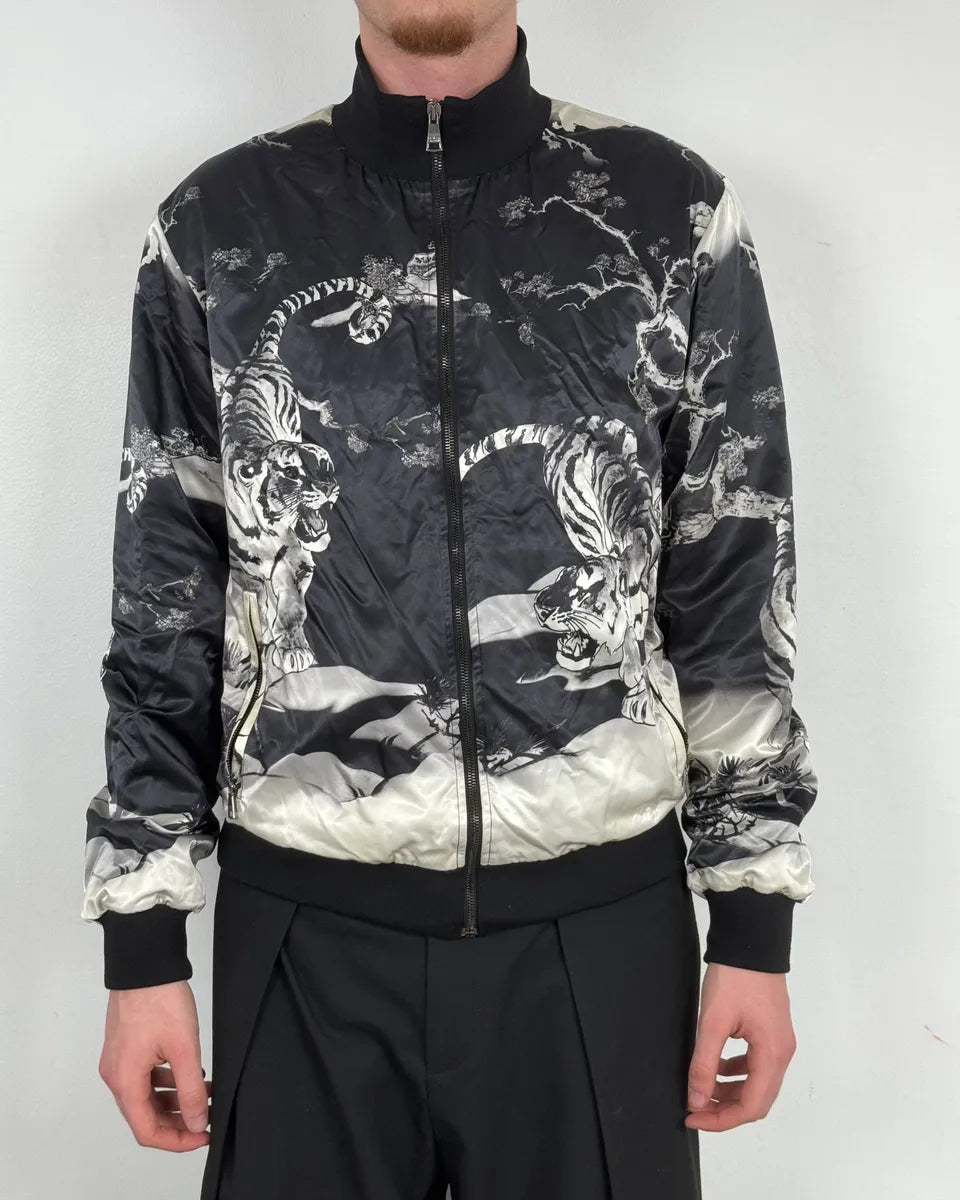 SS2009 Dolce & Gabbana Asian Tiger Black & White Zip-Up Jacket bwujSXb 1