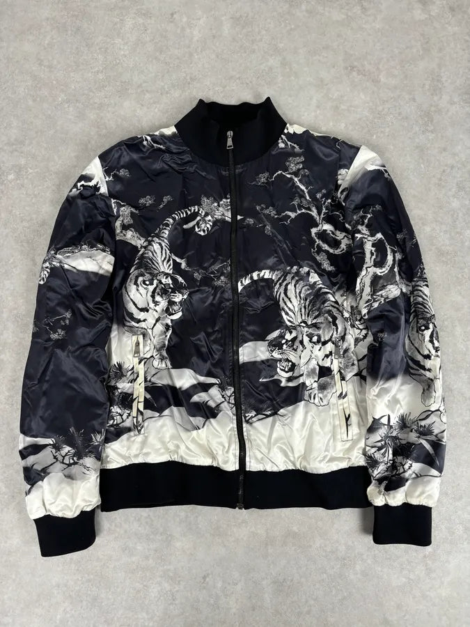 SS2009 Dolce & Gabbana Asian Tiger Black & White Zip-Up Jacket bwujSXb 0
